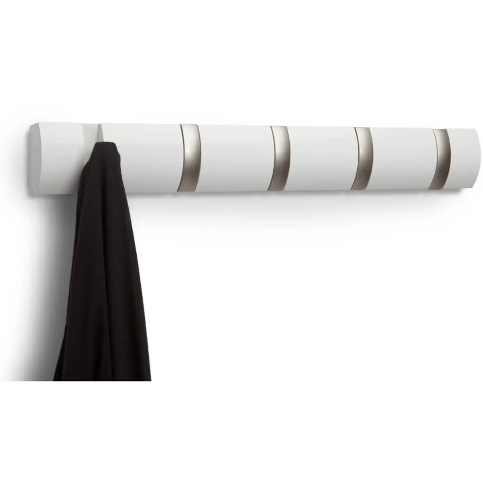 Umbra Flip 5 Coat Hooks - White | Coggles