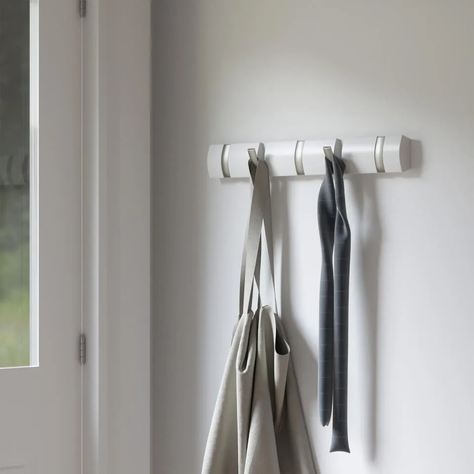 Umbra Flip 5 Coat Hooks - White | Coggles