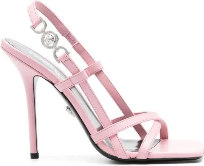 Versace Medusa-plaque 115mm leather sandals Pink