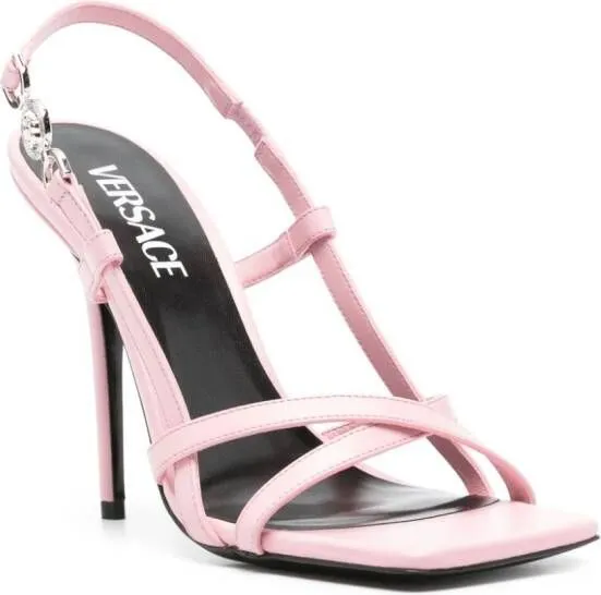 Versace Medusa-plaque 115mm leather sandals Pink