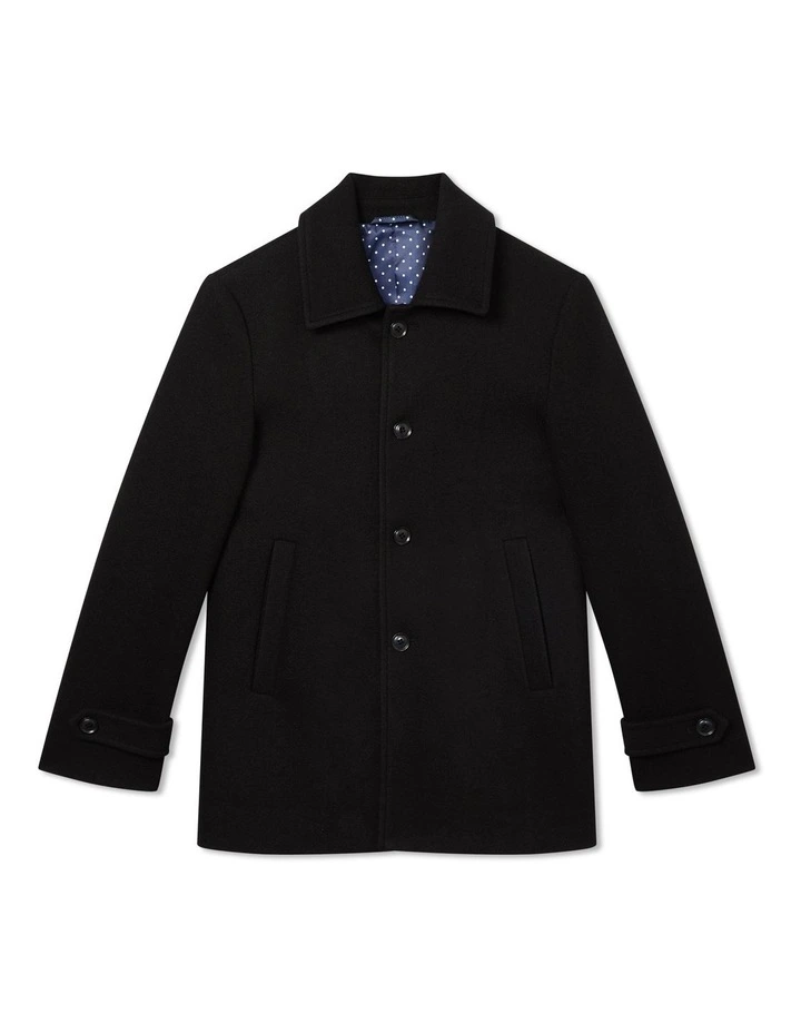 Youth Fit Melton Coat in Black